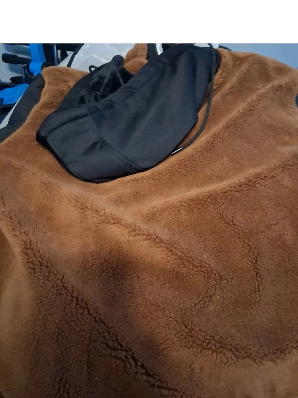 Men's Brown Sherpa Vest with Black Trim and Hood